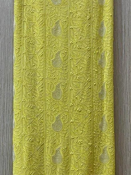 Georgette Unstitched Kurta Dupatta Set with Pearl & Katdana Embellishments