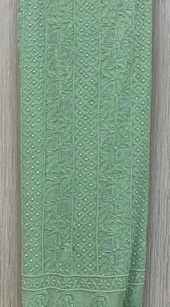 Georgette Unstitched Kurta Dupatta Set with Pearl & Katdana Embellishments