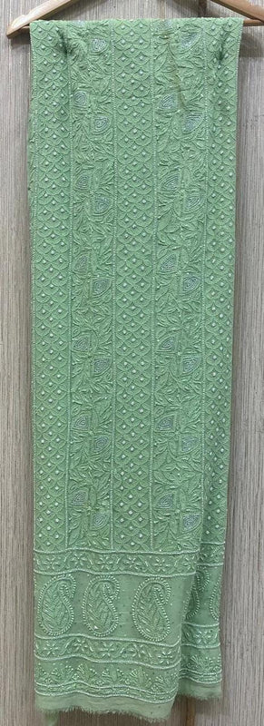 Georgette Unstitched Kurta Dupatta Set with Pearl & Katdana Embellishments