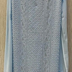 Georgette Unstitched Kurta Dupatta Set with Pearl & Katdana Embellishments