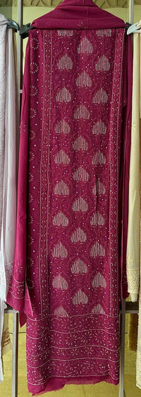 Georgette Unstitched Kurta Dupatta Set with Pearl & Katdana Embellishments