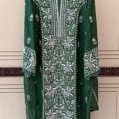 Pure Mul Chanderi Kurta Dupatta Set with Exquisite Pearl & Katdana Embellishments