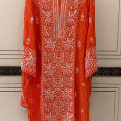 Pure Mul Chanderi Kurta Dupatta Set with Exquisite Pearl & Katdana Embellishments