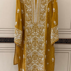 Pure Mul Chanderi Kurta Dupatta Set with Exquisite Pearl & Katdana Embellishments