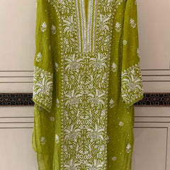 Pure Mul Chanderi Kurta Dupatta Set with Exquisite Pearl & Katdana Embellishments