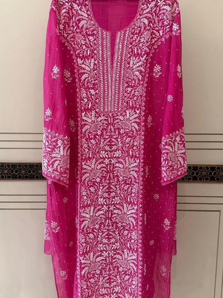 Pure Mul Chanderi Kurta Dupatta Set with Exquisite Pearl & Katdana Embellishments