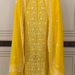 Pure Mul Chanderi Kurta Dupatta Set with Intricate Pearl & Katdana Embellishments
