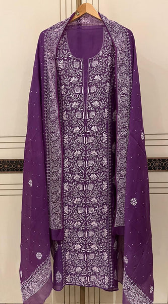 Pure Mul Chanderi Kurta Dupatta Set with Intricate Pearl & Katdana Embellishments