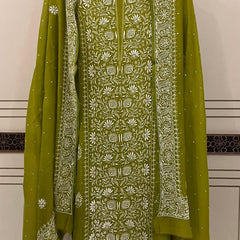 Pure Mul Chanderi Kurta Dupatta Set with Intricate Pearl & Katdana Embellishments