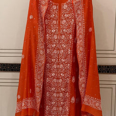 Pure Mul Chanderi Kurta Dupatta Set with Intricate Pearl & Katdana Embellishments