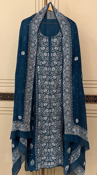 Pure Mul Chanderi Kurta Dupatta Set with Intricate Pearl & Katdana Embellishments