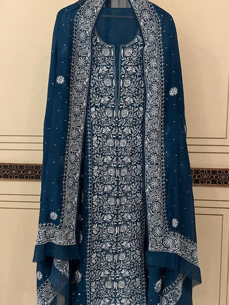 Pure Mul Chanderi Kurta Dupatta Set with Intricate Pearl & Katdana Embellishments