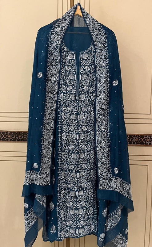 Pure Mul Chanderi Kurta Dupatta Set with Intricate Pearl & Katdana Embellishments