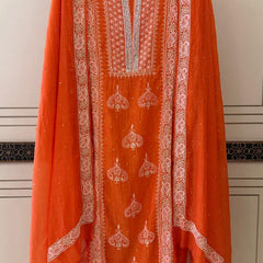 Mul Chanderi Kurta Dupatta Set with Pearl, Sequin & Katdana Embellishments