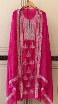 Mul Chanderi Kurta Dupatta Set with Pearl, Sequin & Katdana Embellishments
