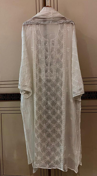 Pure Mul Chanderi Kurta Dupatta Set with Sequin and Katdana