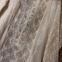 Pure Mul Chanderi Kurta Dupatta Set with Sequin and Katdana