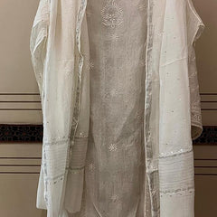 Pure Mul Chanderi Kurta Dupatta Set with Sequin and Katdana