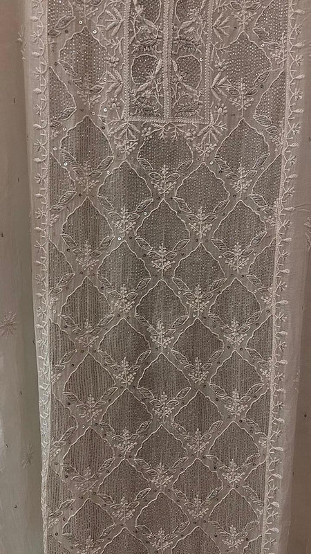 Pure Mul Chanderi Kurta Dupatta Set with Sequin and Katdana