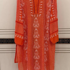Mul Chanderi Semi-Stitched Kurta Dupatta Set with Pearl, Sequin & Katdana Embellishments