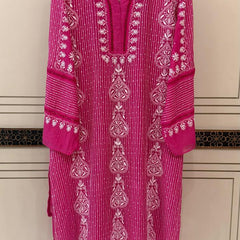Mul Chanderi Semi-Stitched Kurta Dupatta Set with Pearl, Sequin & Katdana Embellishments