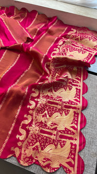 Pure Crepe Silk Saree with Zari Banarasi Weaving