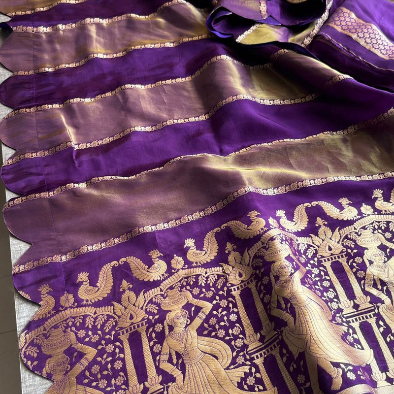 Pure Crepe Silk Saree with Zari Banarasi Weaving