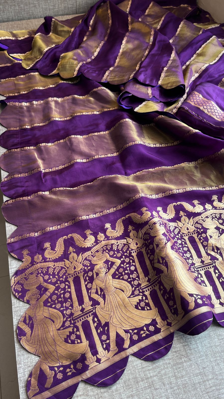 Pure Crepe Silk Saree with Zari Banarasi Weaving