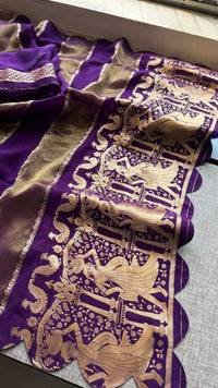 Pure Crepe Silk Saree with Zari Banarasi Weaving