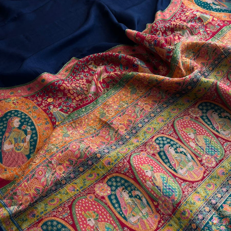 Pure Munga Tussar Silk Saree with Meena Banarasi Weaving