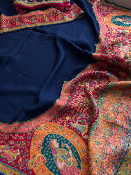 Pure Munga Tussar Silk Saree with Meena Banarasi Weaving