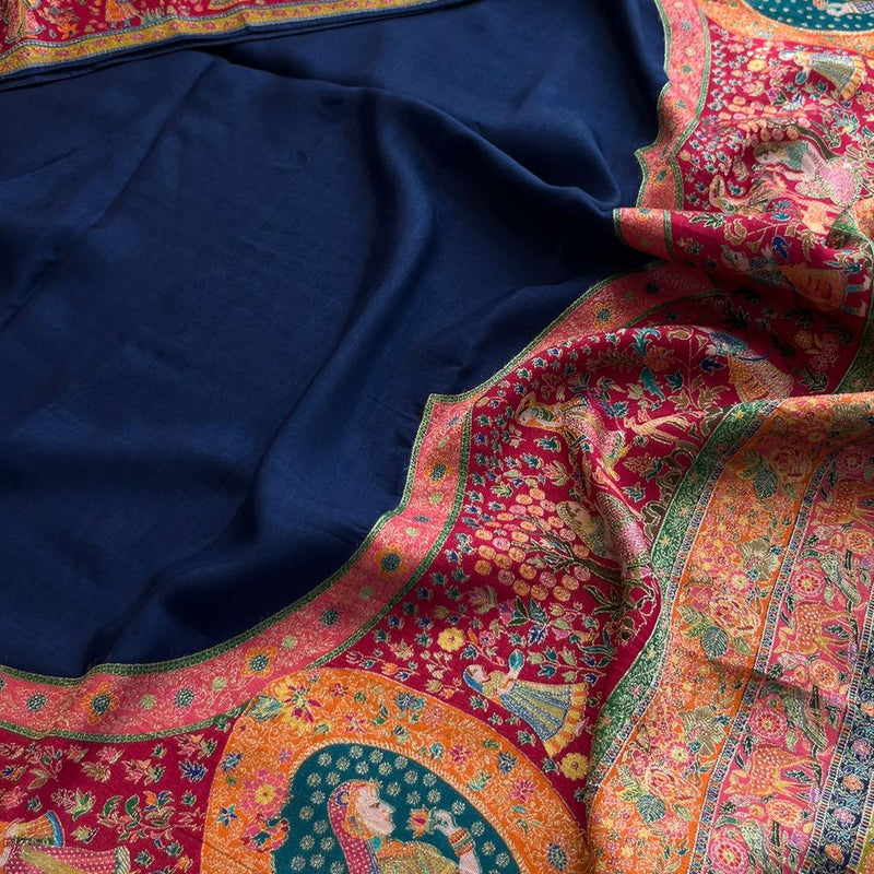 Pure Munga Tussar Silk Saree with Meena Banarasi Weaving