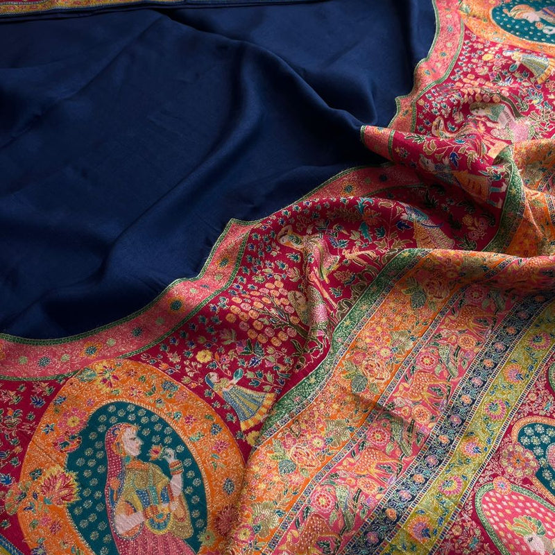 Pure Munga Tussar Silk Saree with Meena Banarasi Weaving