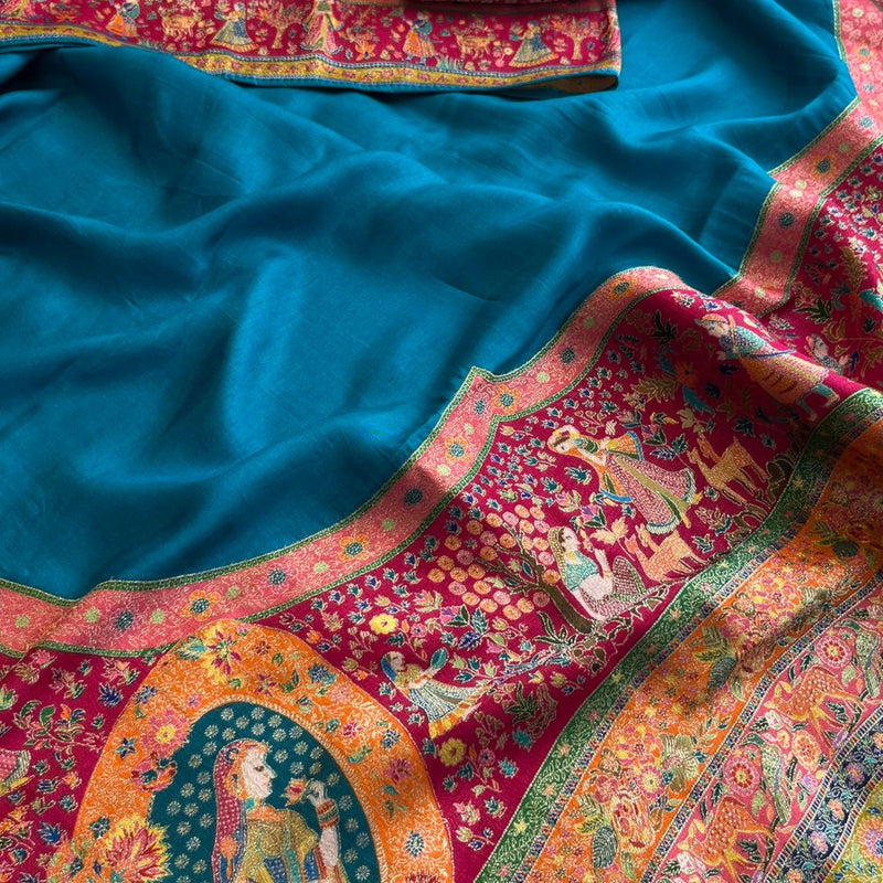 Pure Munga Tussar Silk Saree with Meena Banarasi Weaving