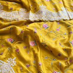Pure Soft Munga Silk Saree with Multi-Thread Embroidery