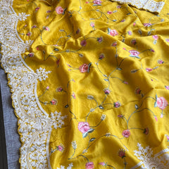 Pure Soft Munga Silk Saree with Multi-Thread Embroidery