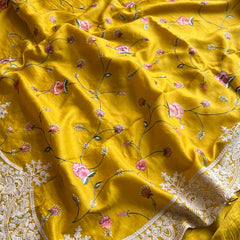 Pure Soft Munga Silk Saree with Multi-Thread Embroidery
