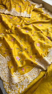 Pure Soft Munga Silk Saree with Multi-Thread Embroidery