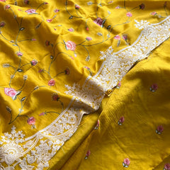 Pure Soft Munga Silk Saree with Multi-Thread Embroidery