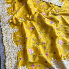 Pure Soft Munga Silk Saree with Multi-Thread Embroidery