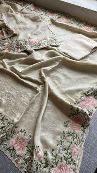 Pure Soft Munga Silk Saree with Multi-Thread Embroidery