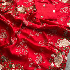 Pure Soft Munga Silk Saree with Multi-Thread Embroidery