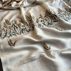 Pure Tussar Linen Silk Saree with Hand Knot & Katha Work