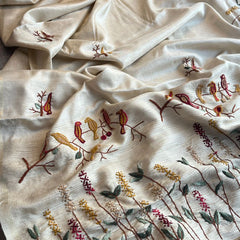 Pure Tussar Linen Silk Saree with Hand Knot & Katha Work