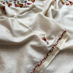Pure Tussar Linen Silk Saree with Hand Knot & Katha Work