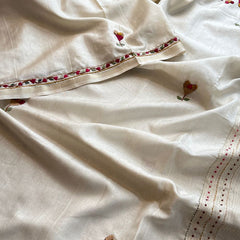 Pure Tussar Linen Silk Saree with Hand Knot & Katha Work