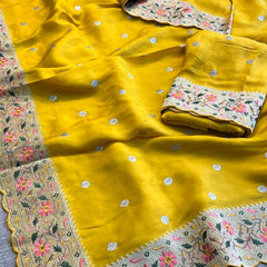 Pure Munga Silk Saree with Multi-Thread Embroidery & Zari Work