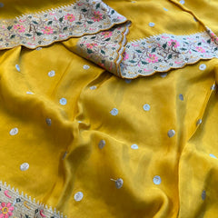 Pure Munga Silk Saree with Multi-Thread Embroidery & Zari Work