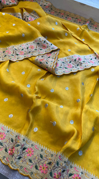 Pure Munga Silk Saree with Multi-Thread Embroidery & Zari Work
