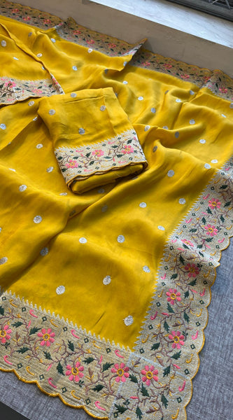 Pure Munga Silk Saree with Multi-Thread Embroidery & Zari Work